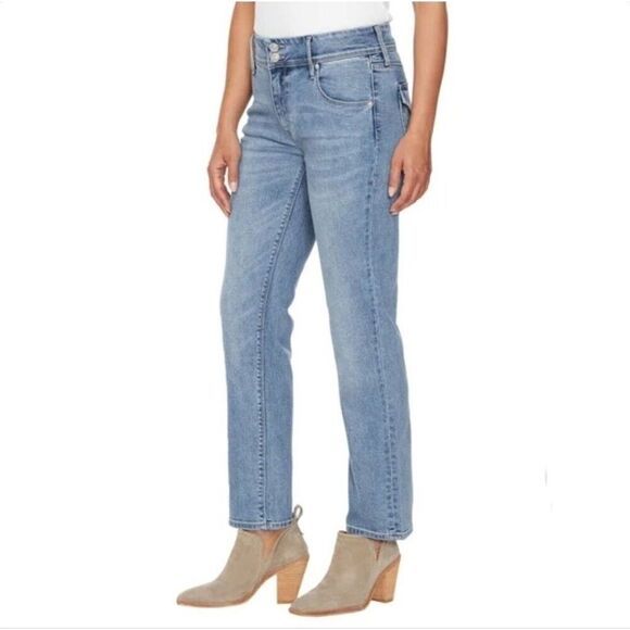 HUDSON Straight Stretch Denim Jeans Flap Back Pockets Slim Fit Mid-Rise 12/32 - Picture 2 of 10